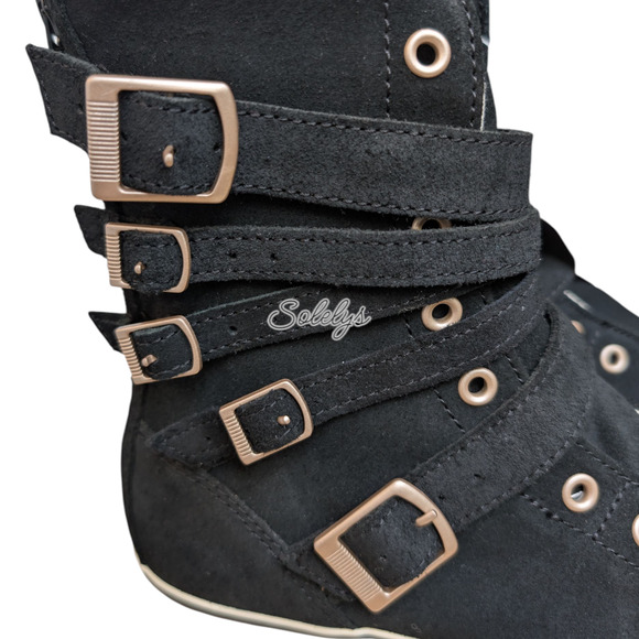 Converse 2012 Multi 5 Strap Buckle XHI Calf Hi Black Suede Sneaker Boot 7.5 RARE - Picture 11 of 14